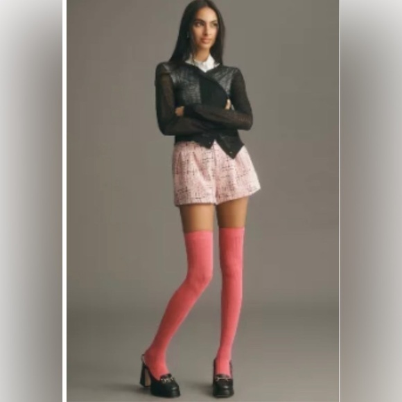 NWT Anthropologie Over-The-Knee Ribbed Socks in Hot Pink - Picture 1 of 3